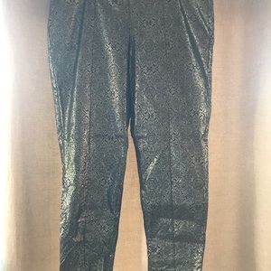 Gold metallic pull on slacks